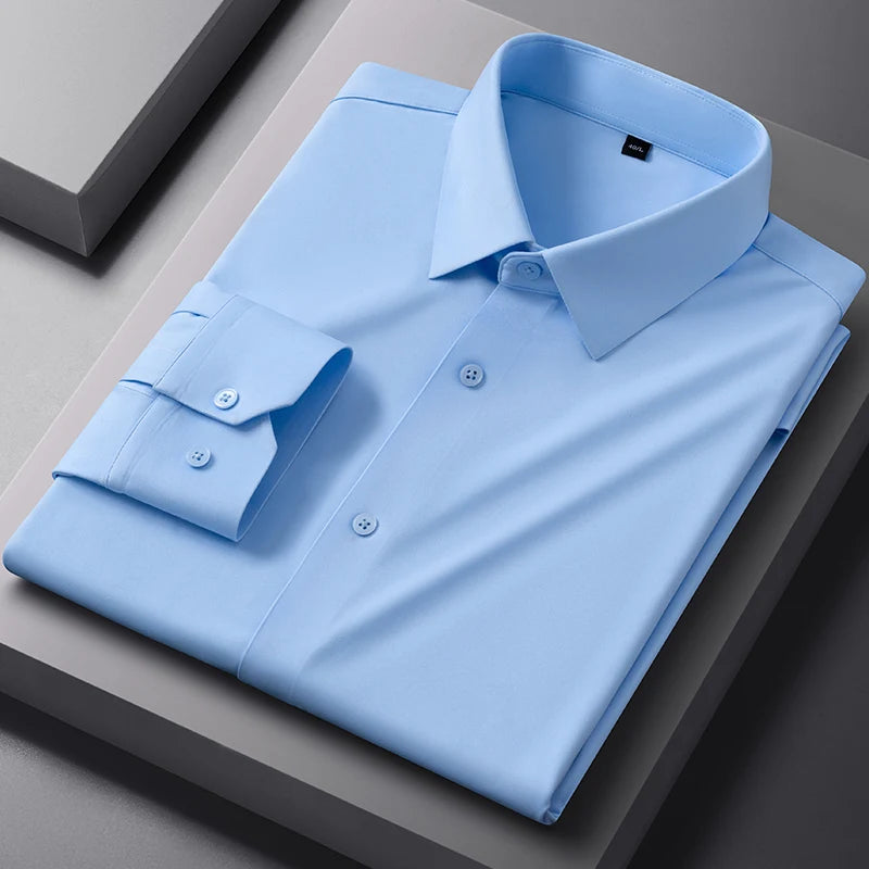 High Stretch Anti-Wrinkle Men's Shirts Long Sleeve Dress Shirts Men Fit Social Business Blouse Social Shirt Men Clothing S-4XL