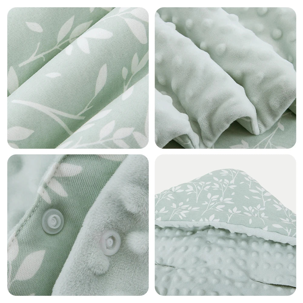 Newborn Baby Blanket In Baby Car Seat Basket 0-3 Months Swaddle Wrap With Windproof Hooded For Outside Travel Boys Girls