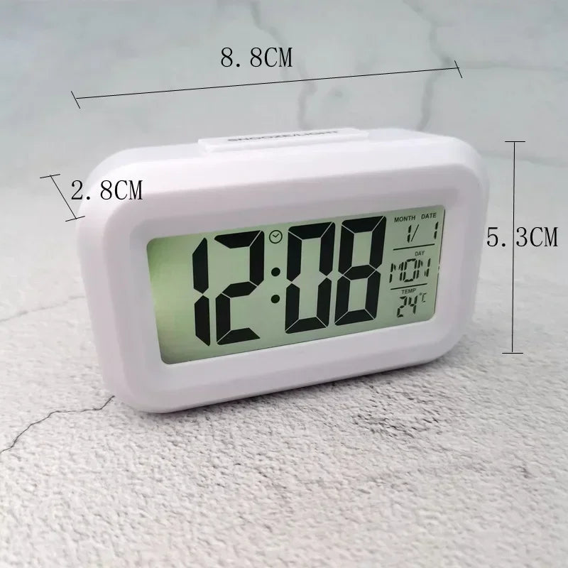 Led Digital Alarm Clock with Light Sensor, Luminous Display, Snooze, Mute, Calendar, Backlight, Always-On Desktop Table Clock