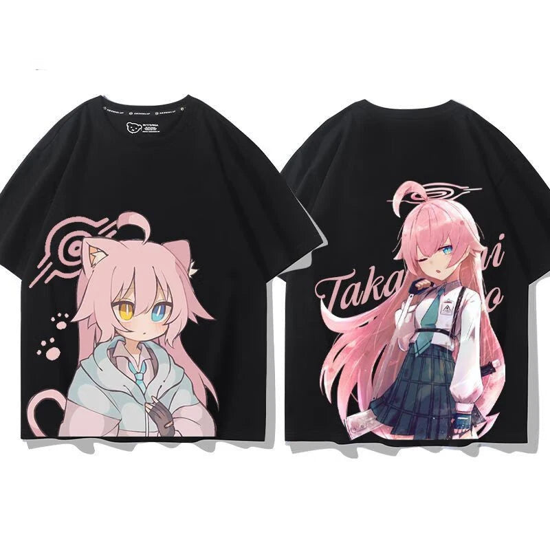 Takanashi Hoshino Game Blue Archive Cosplay T-shirts 3D Print Anime Cartoon Tees Summer Men Women Harajuku Y2k Short Sleeve Tops