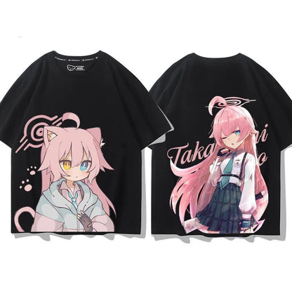 Takanashi Hoshino Game Blue Archive Cosplay T-shirts 3D Print Anime Cartoon Tees Summer Men Women Harajuku Y2k Short Sleeve Tops