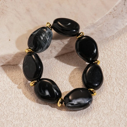 Acrylic Irregular Square Round Beaded Bracelet Bangle for Women Imitation Stone Chain Bracelet Hand Accessories Couple Gifts K
