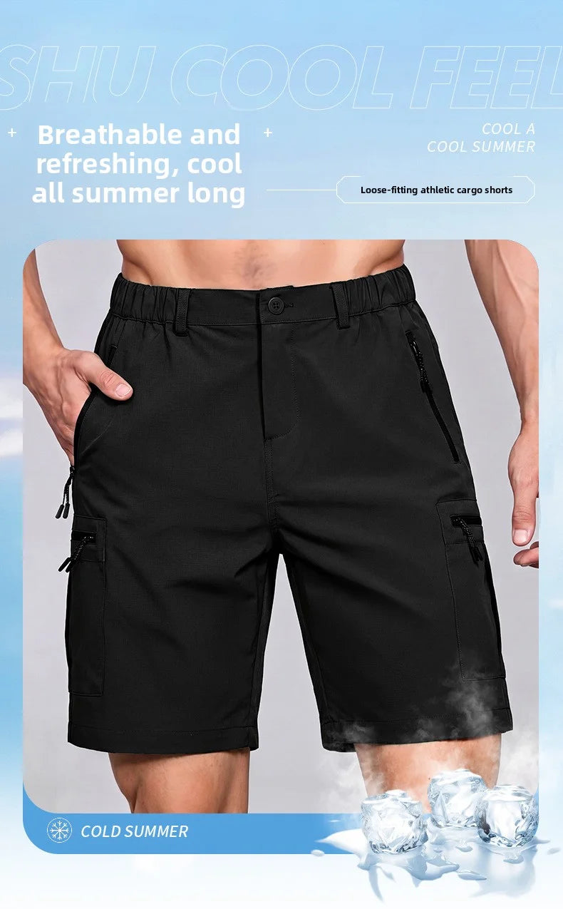 Men's Cargo Shorts; Summer Waterproof Breathable Comfortable; Multi-Pocket; Outdoor Casual Sports Beach Pants; Elastic Waistband