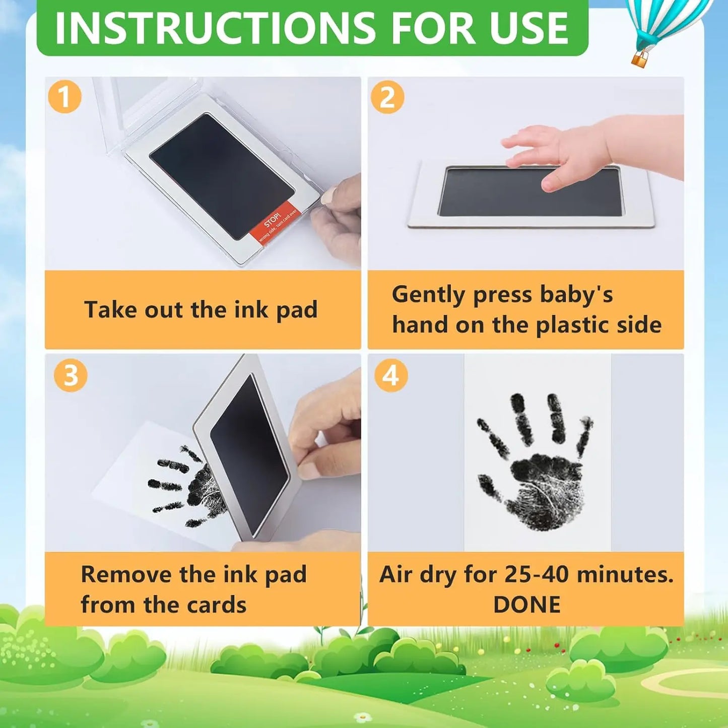 Baby Inkless Hand and Footprint Kit, Ink Pad Paw Print kit for Dogs, Dog Nose Print Kit, Dog Paw Print Kit - Baby Footprint Kit