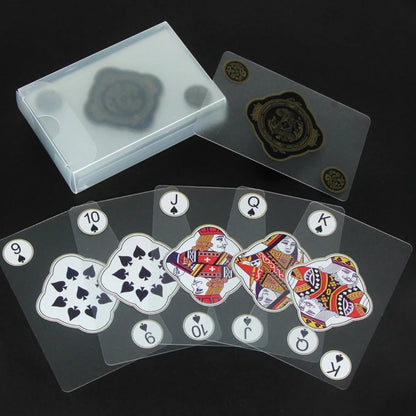 Vandeniui atsparūs permatomi plastikiniai žaidimų kortelių rinkiniai (2 vnt.) – kūrybinės patvarios PVC pokerio kortos stalo žaidimams ir klasikiniams kortų žaidimams