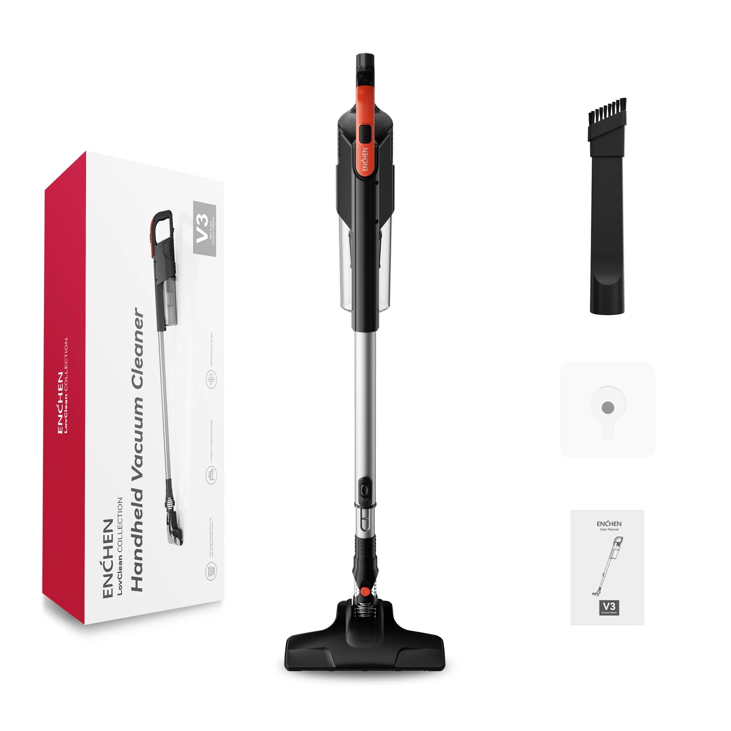 Enchen V3 Corded Handheld Vacuum Cleaner 650W Suction 18Kpa Capacity 1.2L Cable Length 5m Overheating Protection Portable Upright Vacuum Cleaner for Home Floor Carpet