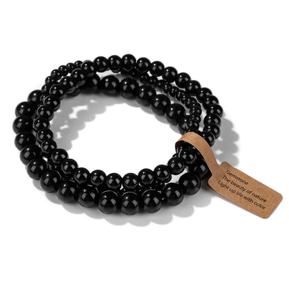 3pcs/set Natural Stone Beads Bracelet For Women Men 4 6 8 MM Indian Moss Agates Rhodonite Quartzs Jewelry Bracelet Gift Fashion