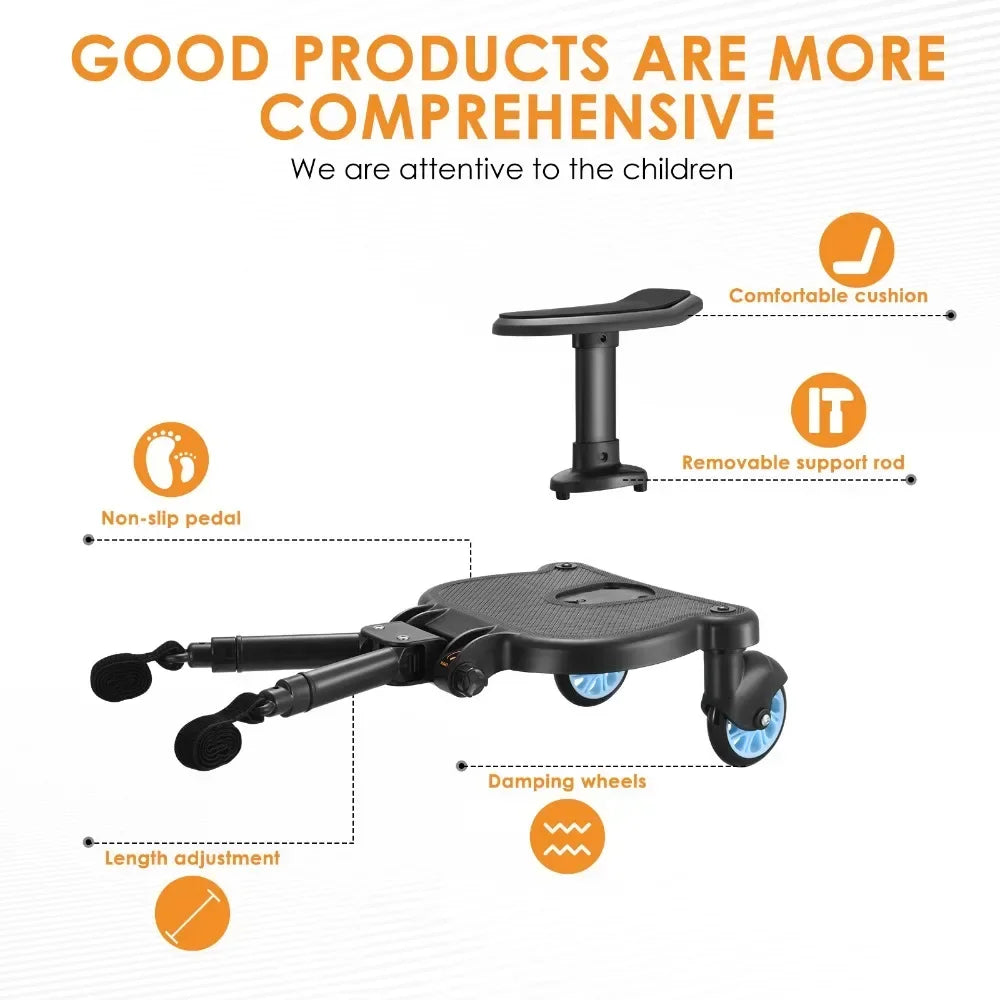 Twins Baby Stroller Pedal Adapter Stroller Accessorie Second Children Auxiliary Trailer Twins Scooter Standing Plate with Seat
