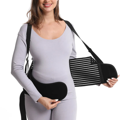 Double Support Back Abdomen Brace Shoulder Strap Lumbar Adjustable Black M-XXL NewSpecial Abdominal Care Belt for Pregnant Women