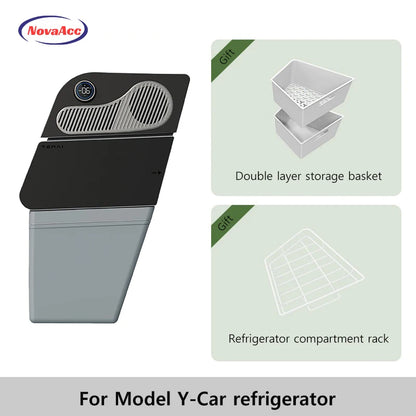 NovaAcc 16L Car Refrigerator Portable Compressor Freezer Cooler Fridge for Tesla Model Y 2017-2024 Outdoor Camping Accessories