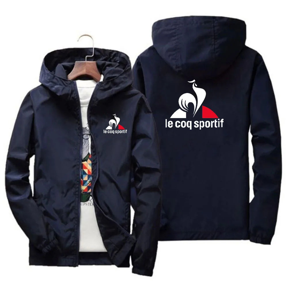 Spring and autumn new outdoor sports style fashion hooded zipper jacket men's leisure camping windproof waterproof coat 2024