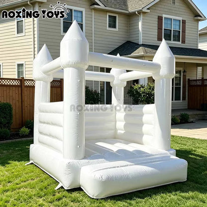 Outdoor White Inflatable Bounce House for Wedding, Commercial PVC Oxford Bounce Castle For kids Birthday Party