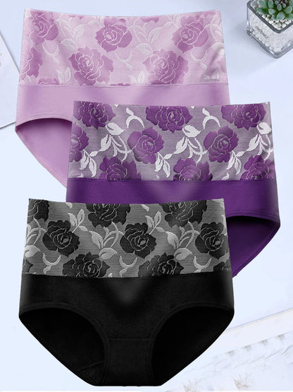 3Pcs/Lot Women's Underwear Plus Size Cotton Panties High Waist Briefs Sexy Lingerie Female Pantys M-5XL Seamless Underpant Girls