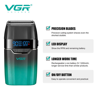 VGR Face Shaver Professional Hair Trimmer Mini Shaver Cordless Beard Trimmer Adjustable Barber Hair Clipper V-906 V-003 V-308