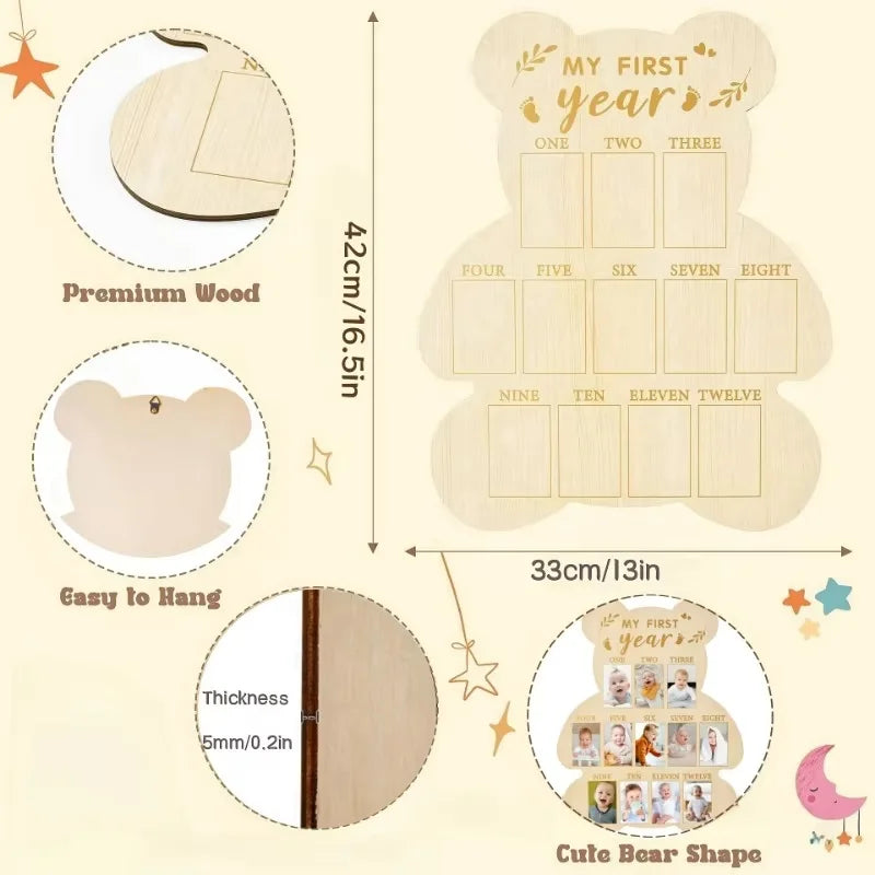 Wooden Baby’s First Year Picture Frame My First Year Butterfly Photo Frame 12 Month Milestone Board Baby Keepsake Frame