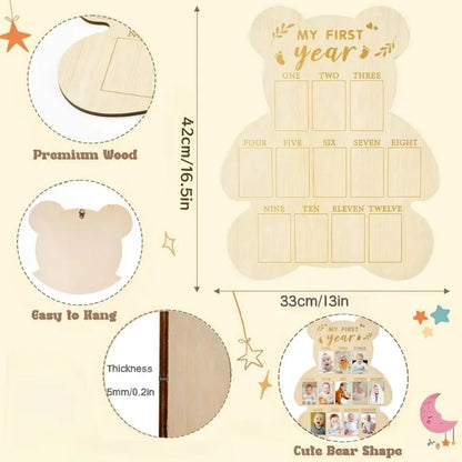 Wooden Baby’s First Year Picture Frame My First Year Butterfly Photo Frame 12 Month Milestone Board Baby Keepsake Frame