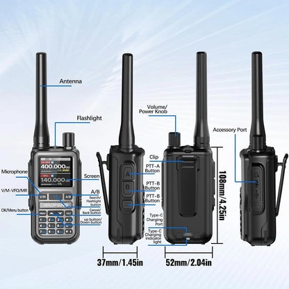 2PCS BAOFENG UV-5RMini Talkie-Walkie Multi-Band Programming Wireless Copy Frequency 5W 999CH AM FM Long Range Bidirectional Radio