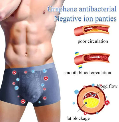 Men’s Boxer Shorts Non-Marking Mid Waist Anion Technology Comfort Underwear Breathable Massage Design Black Men’s Underpants