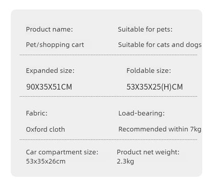 Foldable Pet Stroller with Sun Canopy Lightweight Dog Trolley Shopping Carts Outdoor Walking Travel Cart for Small Dogs Puppy