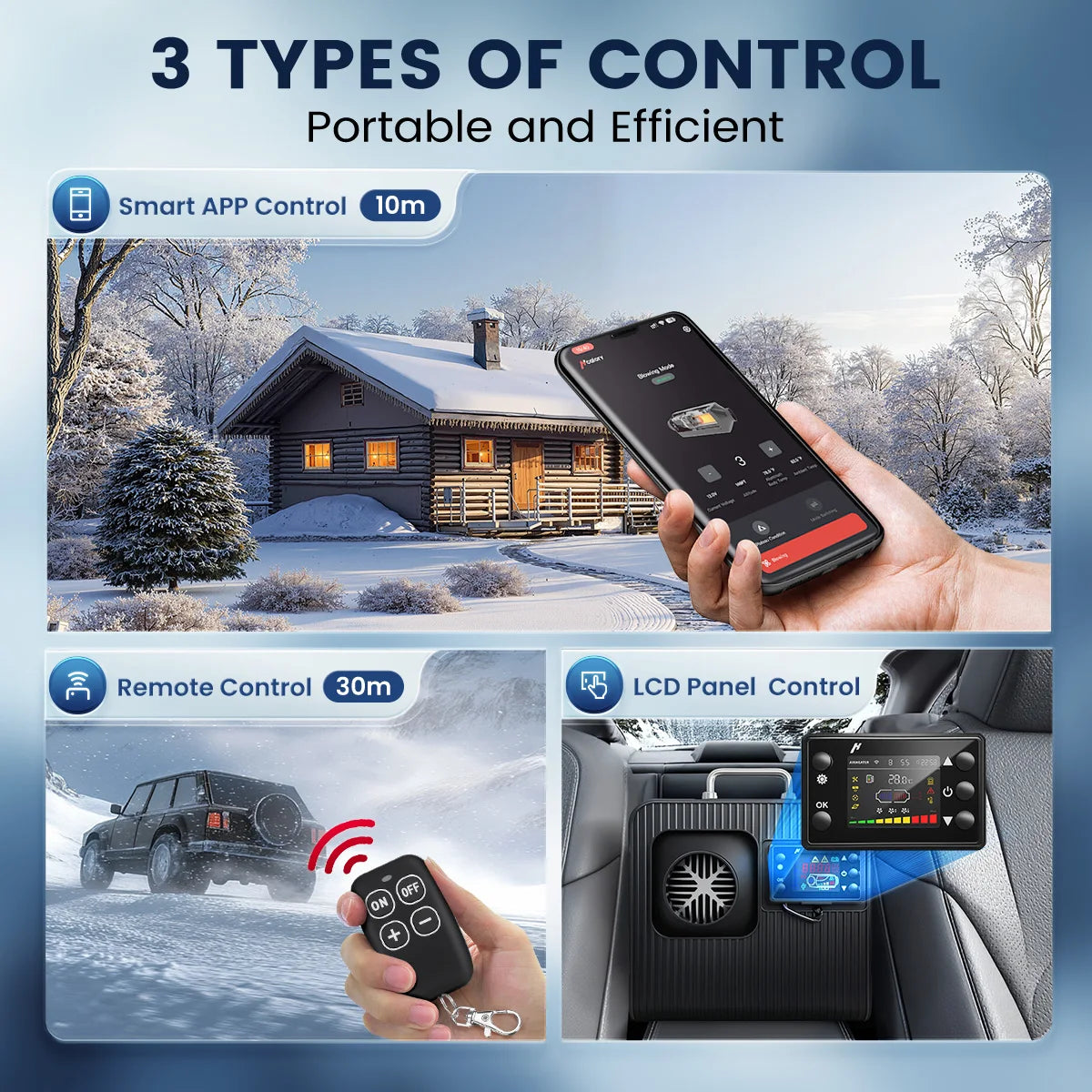 Hcalory HC2-H 8KW All-in-One Diesel Air Parking Heater DC12V/24V Portable Diesel Heater 0.12-0.45 L/h with Smart App Control & 220-240V Adapter