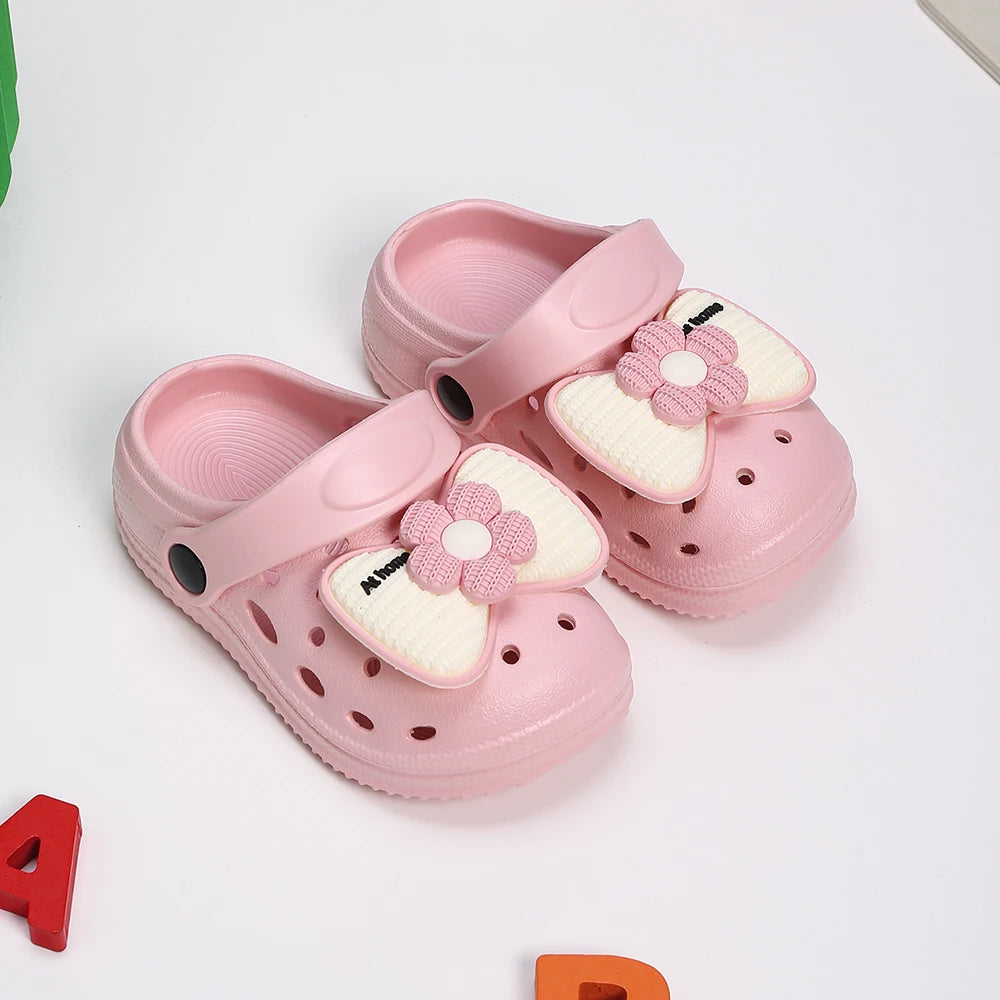 New Children's Slippers Summer Handmade DIY Cartoon Bow Sandals for Girl Flip Flops Non-Slip Garden Beach Shoes