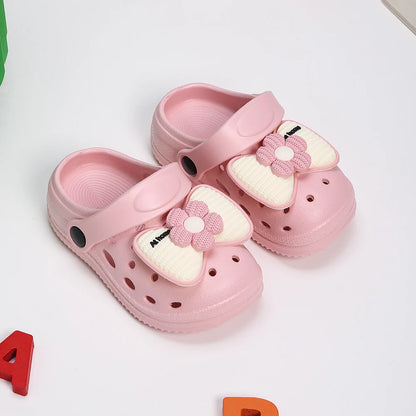 New Children's Slippers Summer Handmade DIY Cartoon Bow Sandals for Girl Flip Flops Non-Slip Garden Beach Shoes