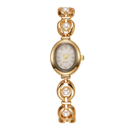 Elegant Pearl Bracelet Women Quartz Wristwatch Fashion Diamond Ladies Watches Reloj Mujer (Without Box)