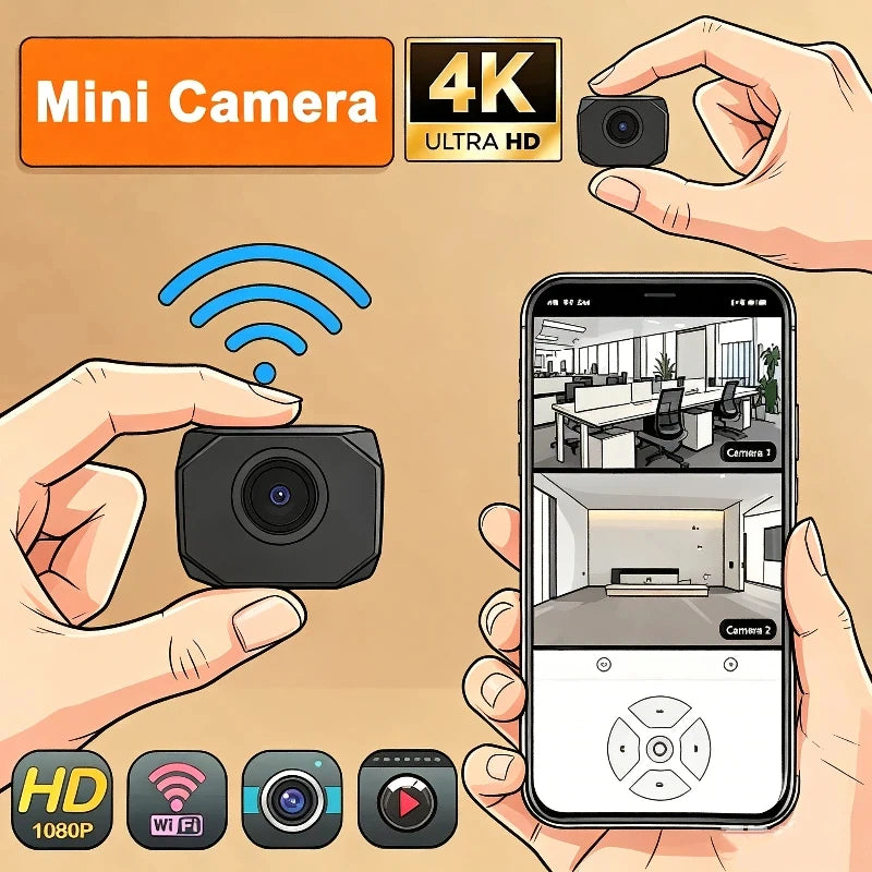 2026 4K Mini WiFi Security Camera 1080P HD AP Hotspot Remote Monitor Portable   Small Camcorder Smart Home Surveillance Indoor
