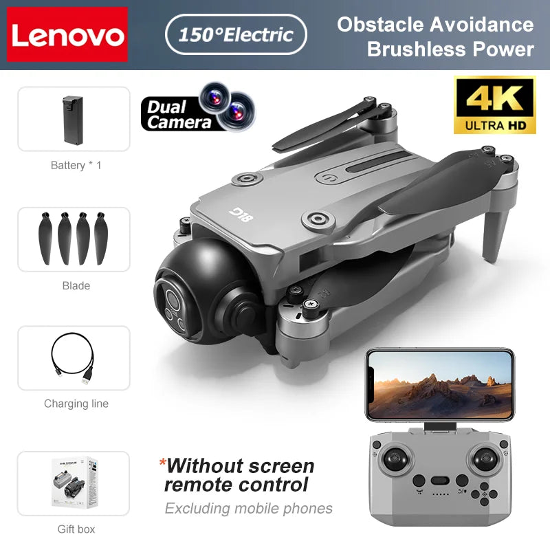 Lenovo D18 Drone 8K HD Dual Camera Aerial Intelligent Obstacle Avoidance Brushless Motor WIFI GPS Return Large Screen RC Drone