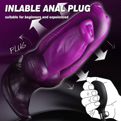 New Inflatable Animal Penis Anal Plug Vagina Anus Dilator Silicone Butt Plug Inflatable Anal Plug Expandable Butt Dilator SexToy