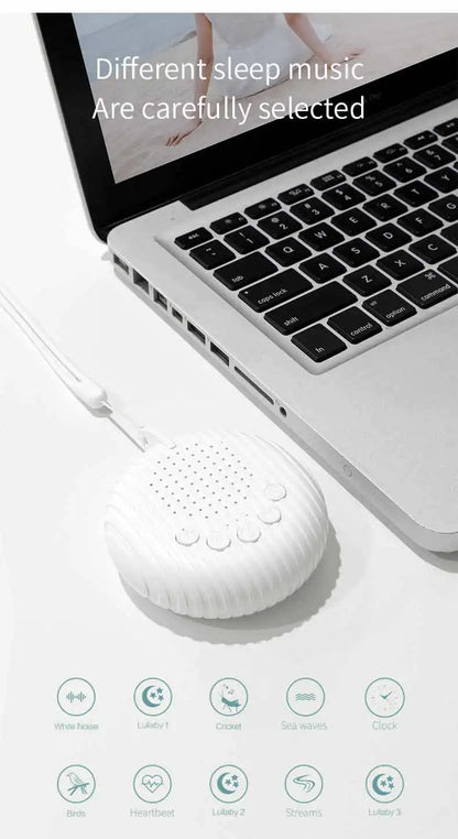 White Noise Sound Machine Portable Baby Sleep Machine 10 Soothing Sounds Volume Adjustable Built-in Rechargeable Battery USB