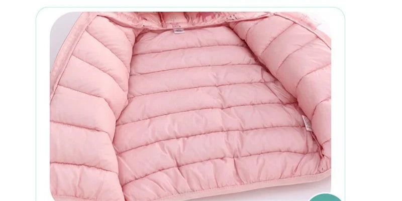 Baby Boys Girls Down Jackets Kids Cartoon Bear Zipper Coats Autumn Boys Thin Warm Hooded Jackets Children Clothes Outerwear