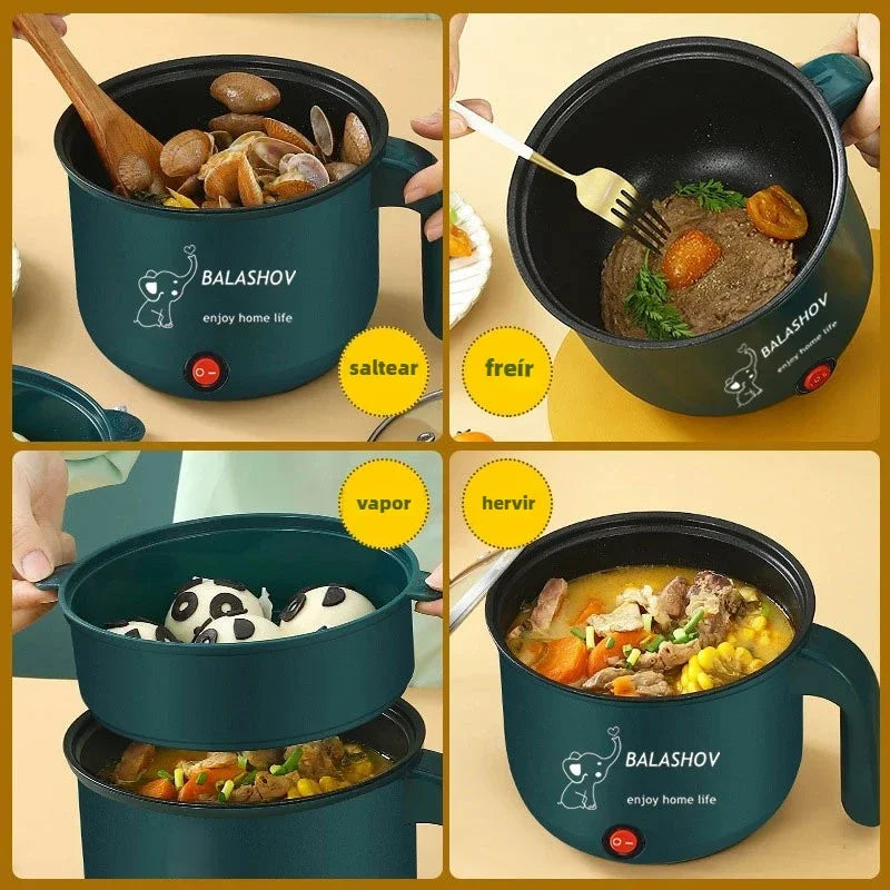 220V Mini Electric Cooker Multi-functional Cooking Pot Non-stick Frying Pan Ramen Dormitory Small Electric Hot Pot Cute Cartoon