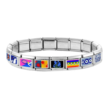 Fashion Blue NO.8 Ball Panda Elephant Cat Flower Italian Charms Fit 9mm Stainless Steel Women Fashion Bracelet DIY Jewelry Gifts