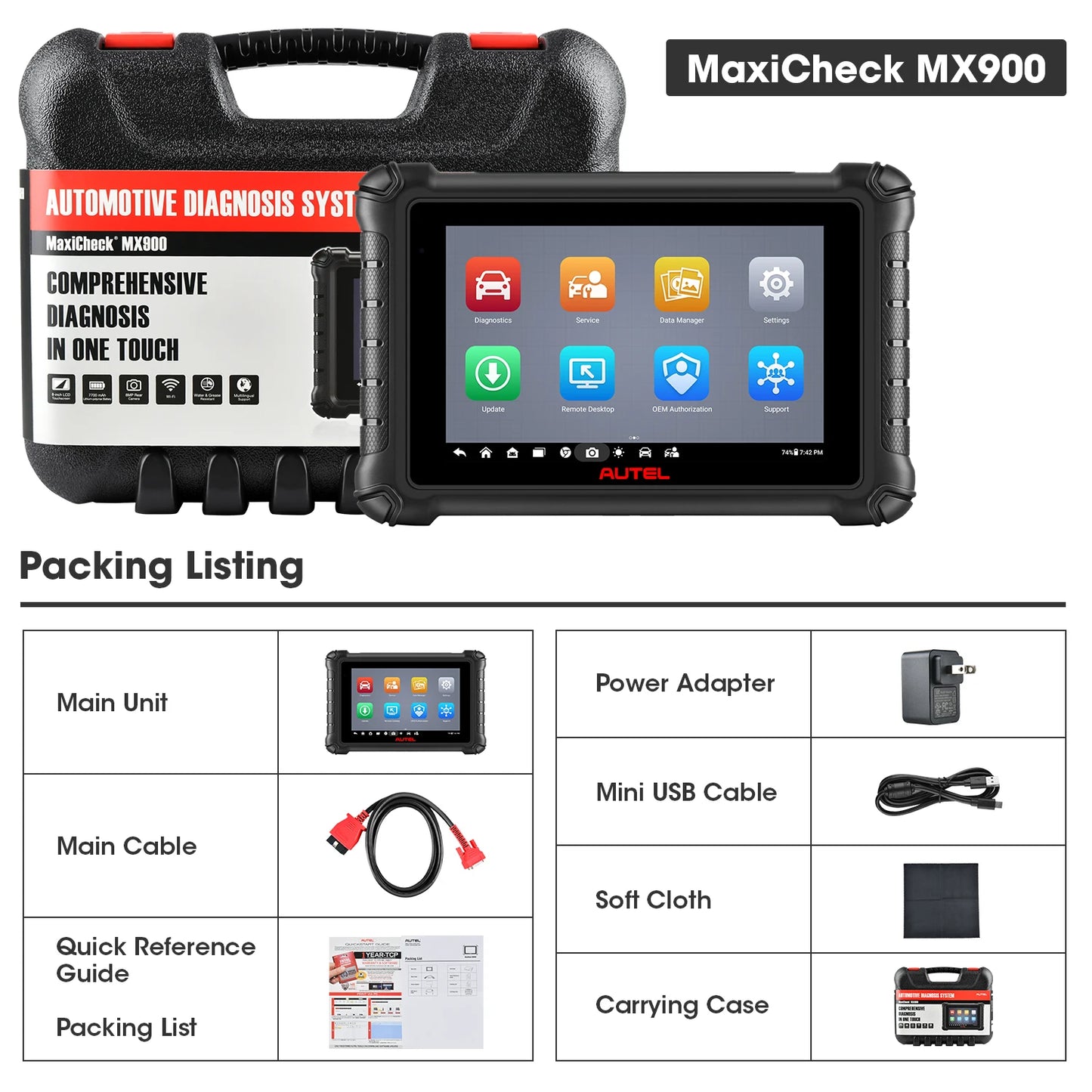 Autel MaxiCheck MX900 Automotivo Diagnostic Tool MK900 CAN FD/DoIP Bi-directional OBD2 Scanner Tools Upgraded of MX808S MK808S