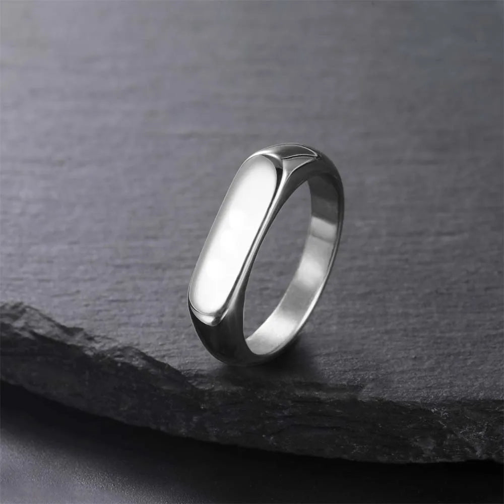 Couple Engrave Name Finger Ring Personalized Custom Gift For Woman Men Wedding Marry Love Silver Color Stainless Steel Jewelry