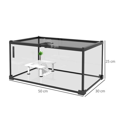 Reptile box, reptile breeding box, transparent terrarium habitat, sliding lid, metal trellis