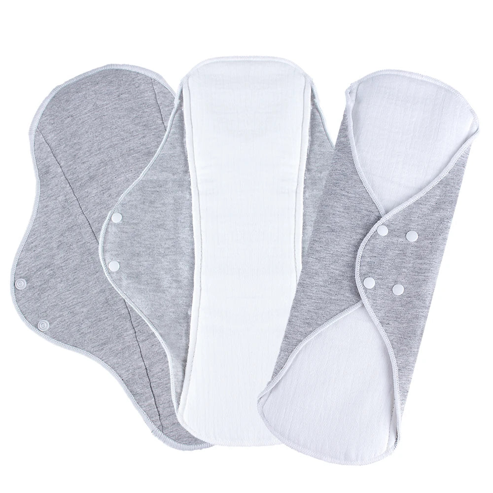 3pcs Reusable Sanitary Pads Cotton Yarn Washable Period Pads High Absorbency Leak-Proof Protection Skin-Friendly for Daily Use