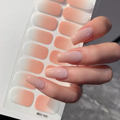 Semi-cured Gel Nail Stickers Solid Color Nail Semi-baked Tips Full Paste Nail Decals UV Lamp Need