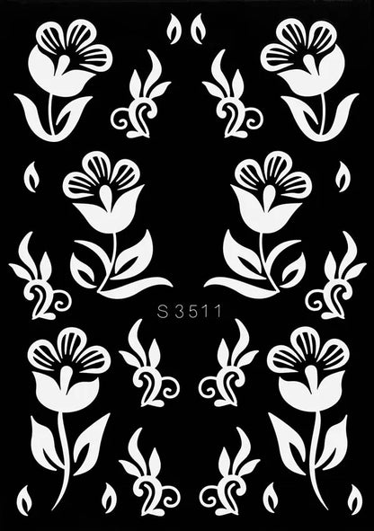 Flower Tattoo Stencil Reusable Henna Template for Hand and Body Henna Tattoo Design for Wedding Festival Party Tattoo Tools