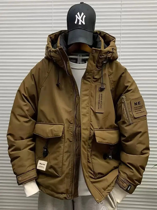 Luxury High-end Down Jackets Men Winter Warm Cargo Coat White Duck Down Coat Windproof Pockets Hooded Thick Parkas Canada