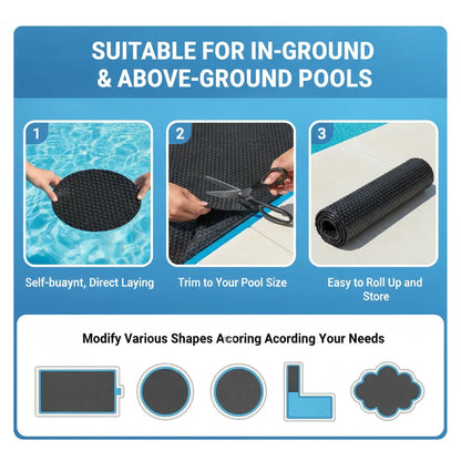 Solar Pool Cover 600x400cm, 200 Micron Thickened Bubble Blanket, Heat Retention And Evaporation Reduction, For Outdoor Rectangular Swimming Pools, Blue