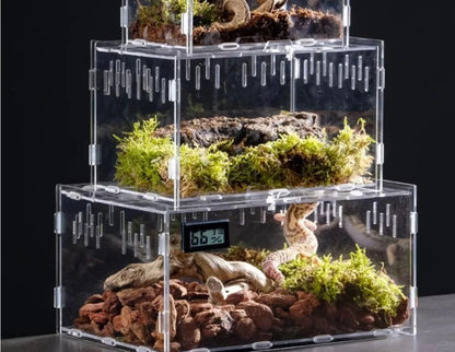 New Acrylic Reptile Habitat Anti-Escape Clear Spider Feeding Case Multiple Size Arboreal Small Pet Cage for Chameleon Clear