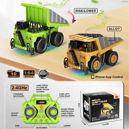 1:64 Remote Control and Alloy Truck Forklift with Trailer Worktop Mini Bluetooth RC Elevator Vehicle Children's Toy Holiday Gift
