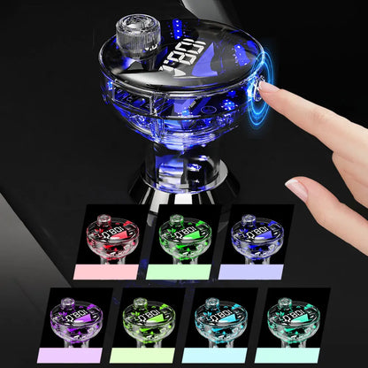 Transparent Car Bluetooth 5.4 FM Transmitter Handsfree Wireless Car Kit Colorful Light Car Charger Mp3 Player FM Modulator