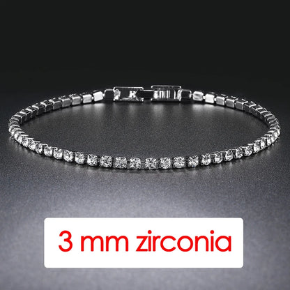Hip Hop Iced Out 3/4/5mm Crystal Tennis Bracelet for Men Homme Trendy Punk Zirconia Men's Chain on The Hand Streetwear Jewelry