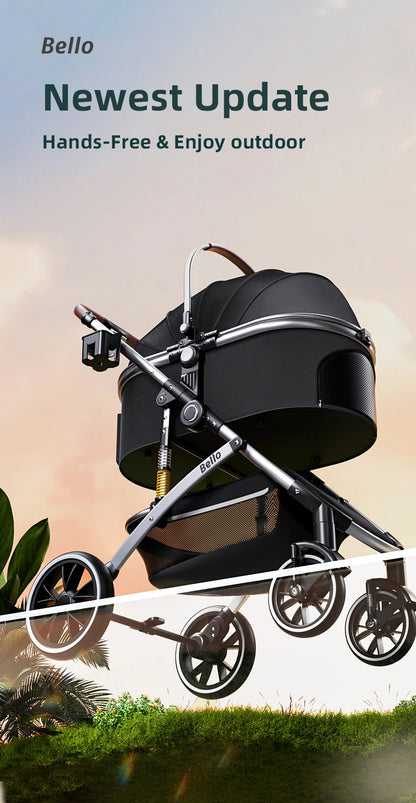Plant Folding Travel Luxury Pet Stroller For Travel 4 Wheels Trolley Small Dogs & Cats