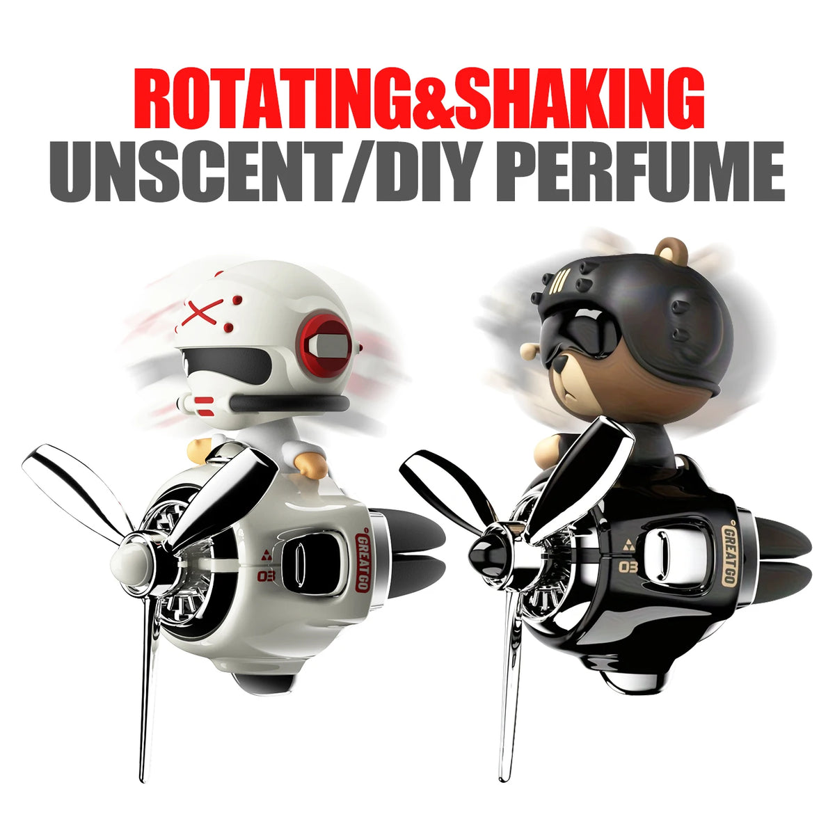 No perfume DIY fragrance diffuser pilot head shake dog car air fresheners vent clip ornament decoration accessories rotate plane