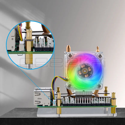 GeeekPi Raspberry Pi 5 Cooler Raspberry Pi 5 ICE-Tower Cooler CPU RGB LED Light Cooling Fan