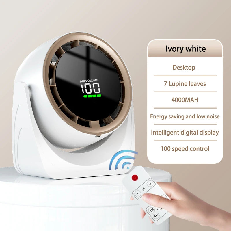 Mini Digital Display Fan Desktop Remote Control 720°Rotation Type-C Rechargeable Electric Fans Portable Wall Hanging With Clip